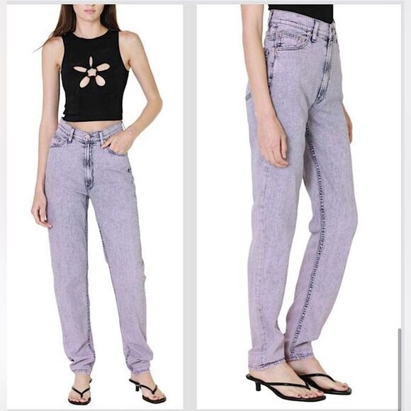 MOTHER SNACKS High Waisted Twizzy Skimp Wash Jeans in Silver Pink 27 - Picture 2 of 11